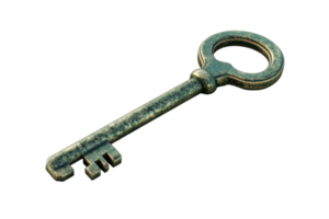 High-resolution image of an old-fashioned, vintage key. Perfect for themes relating to secrets, history, or unlocking possibilities. png
