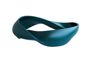 Abstract teal twisted ribbon sculpture isolated on transparent background. showcasing a dynamic fluid design with modern artistic appeal. png
