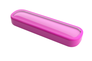 Colorful, rectangular pink plastic container with a glossy surface, suitable for small storage solutions or creative packaging needs. png