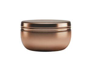 Elegant copper-colored container with a sleek metallic finish, perfect for storing cosmetics or small items. Simple and modern design. png