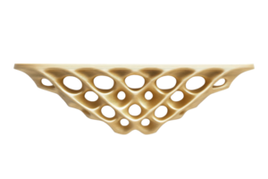 Gold modern sculptural design with unique patterns. 3D rendered abstract art piece on isolated transparent background. png