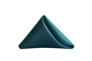 Folded blue napkin in a triangular shape against a plain transparent background. ideal for dining, table setting, and elegance themes. png
