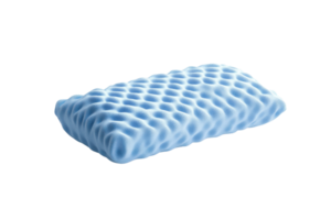 Comfortable blue memory foam pillow with a unique wave pattern, perfect for a restful sleep. Ideal for both neck and head support. png
