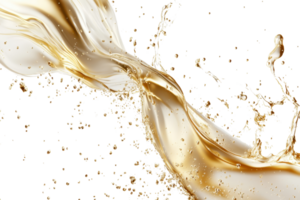 Dynamic splash of golden liquid creating a captivating visual effect, perfect for backgrounds, advertisements, and artistic designs. png