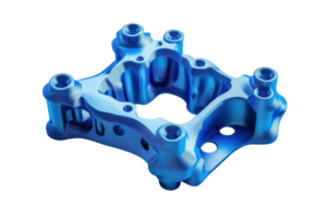 High-quality photo of a machined blue metal component with intricate design, perfect for industrial and mechanical uses. png
