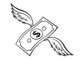 money flying with wings illustration. vector