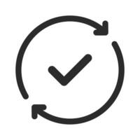 A tick mark icon. Thin line black and white icon of a tick mark. vector