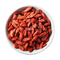 Dry Goji Berries in a bowl top view isolate on transparency background png