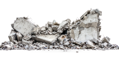 Concrete fragments of a destroyed building isolate on transparency background png