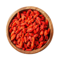 Closeup Goji berries top view isolate on transparency background png