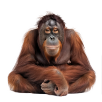 Orangutan front view full body isolate on transparency background png