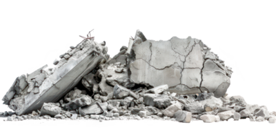 Concrete fragments of a destroyed building isolate on transparency background png