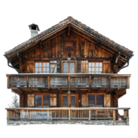 Chalet front view full length isolate on transparency background png