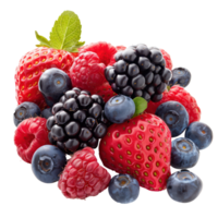 Mix berries with a slice Mix berries isolate on transparency background png