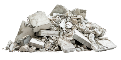 Concrete fragments of a destroyed building isolate on transparency background png