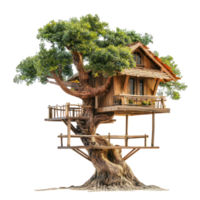 Treehouse front view full length isolate on transparency background png