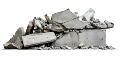 Concrete fragments of a destroyed building isolate on transparency background png
