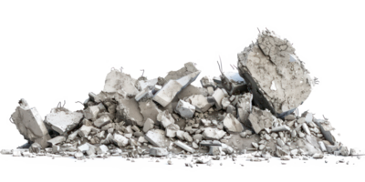 Concrete fragments of a destroyed building isolate on transparency background png