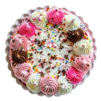 Ice-cream cake top view full length isolate on transparency background png