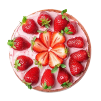 Strawberry cake top view full length isolate on transparency background png