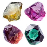 4 different shape of beautiful Gemstone stone front view isolate on transparency background png