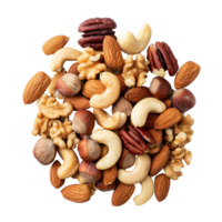 Heap of healthy mix nuts isolate on transparency background png