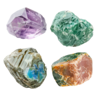 4 different shape of beautiful Gemstone stone side view isolate on transparency background png