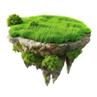 floated Green grass island isolate on transparency background png