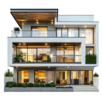 Split-Level House front view full length isolate on transparency background png