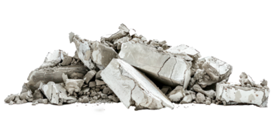 Concrete fragments of a destroyed building isolate on transparency background png