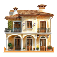 Mediterranean House isolate on transparency background png