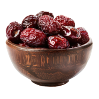 Dry red dates in a bowl isolate on transparency background png