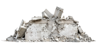Concrete fragments of a destroyed building isolate on transparency background png
