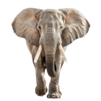 African Elephant front view full body isolate on transparency background png