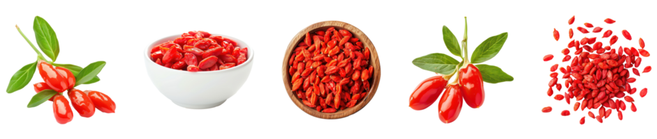 Fresh Goji berry with green leaves isolate on transparency background png