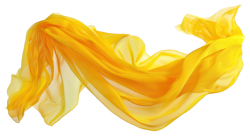 floating yellow fabric blowing isolate on transparency background png