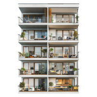Apartment front view full length isolate on transparency background png
