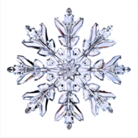 Crystal snowflake 3d rendering front view isolate on transparency background png
