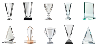 Blank glass trophy crystal side view isolate on transparency background png