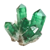 Emerald crystals natural gemstone front view isolate on transparency background png