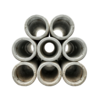Stack of concrete pipes for building construction and pipeline isolate on transparency background png