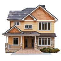 Single-Family Detached House front view full length isolate on transparency background png