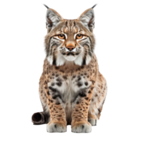 Bobcat front view full body isolate on transparency background png