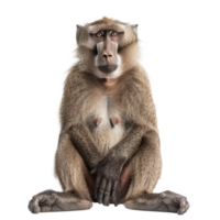 Baboon front view full body isolate on transparency background png