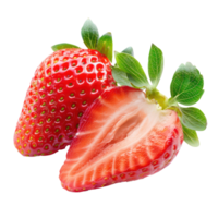 Strawberry with a slice strawberry isolate on transparency background png