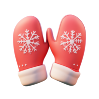A pair of Christmas mittens 3D icon cartoon smooth soft light isolate on transparent background png