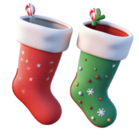 Christmas Stockings 3D icon cartoon smooth soft light isolate on transparent background png