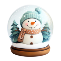 Cute snowman inside Snow Globe 3D clay style round edges bright isolate on transparent background png