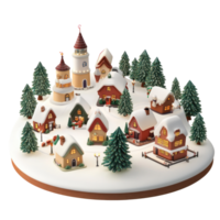Christmas village 3D icon cartoon smooth soft light isolate on transparent background png