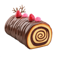 Yule log cake 3D icon cartoon smooth soft light isolate on transparent background png